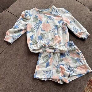 Jessica Simpson Floral Kids Short Set - Blue, Pink, Green Size 18M